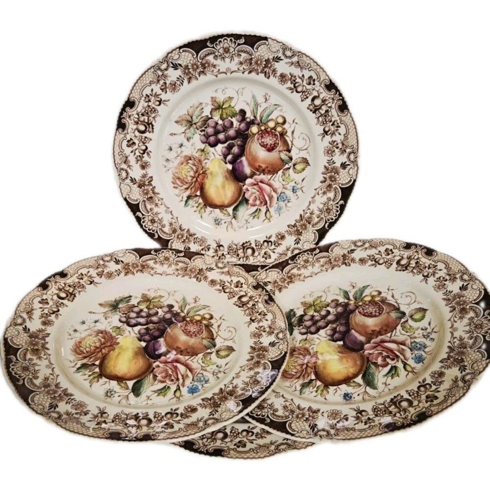 Johnson Brothers Windsor Ware Harvest 10 3/4" Dinner Plate Set of 4 Vintage